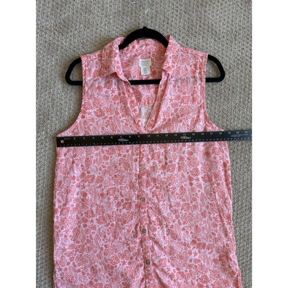 Sigrid Olsen 100% Linen Shirt Dress Women Med Resort Beach Button Up Seashells - Picture 7 of 11